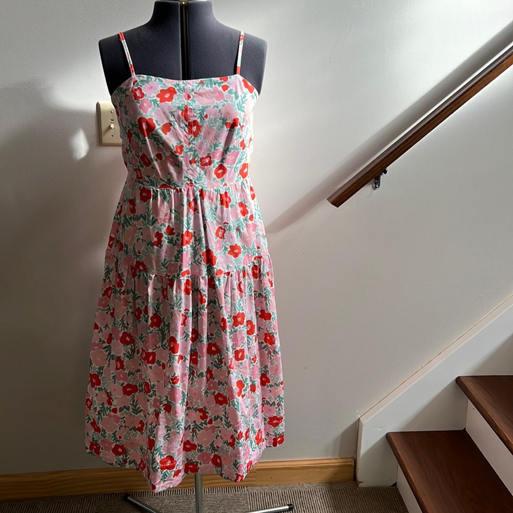 Free Assembly Women’s Tiered Midi Dress with Tie Back